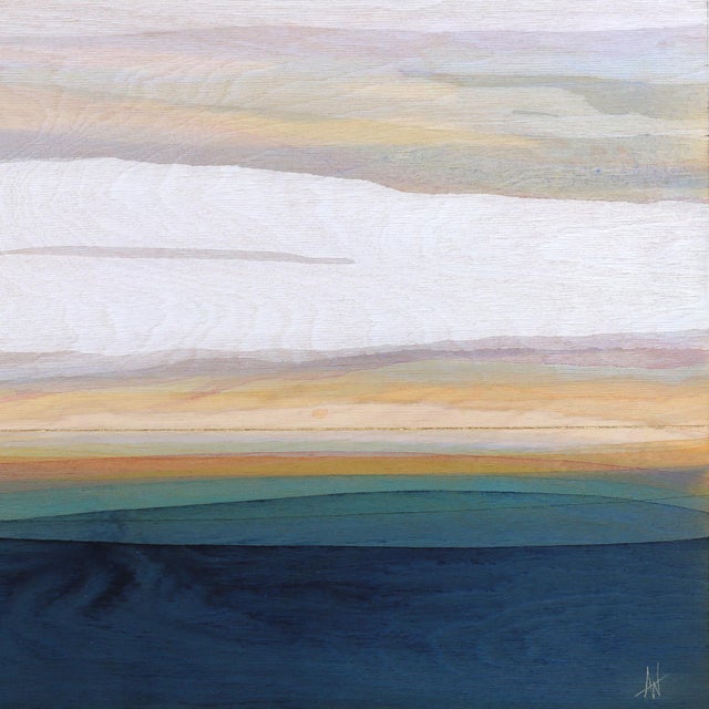 Wood Wild Skies 4 - Original Gold Leaf Abstract Landscape Acrylic Painting on Wood Panel For Sale - Image 7 of 9