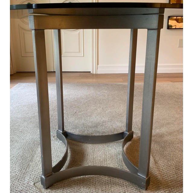 Metal Modern Aluminum Base and Round Smoky Glass Top Dining Table For Sale - Image 7 of 7
