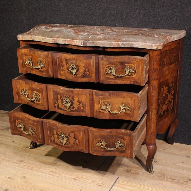20th Century Louis XV French Inlaid Chest of Drawers, 1930 For Sale - Image 4 of 13