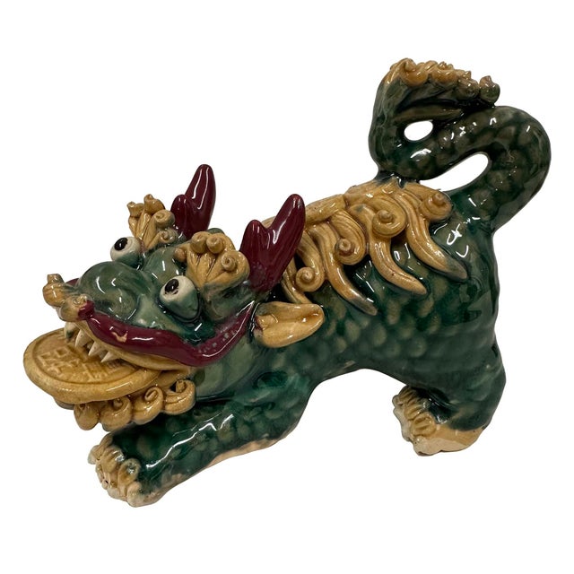 Chinese Mid 20th Century a Pair of Chinese Feng Shui Prosperity Statues, Foo Dogs. For Sale - Image 3 of 13