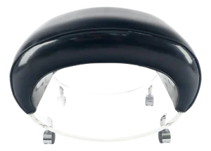 Futuristic Black Patent Leather Upholstery Oval Lucite Base Bench on Wheel