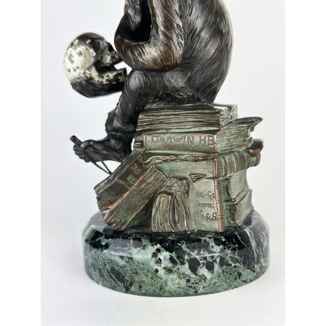 Monkey with Skull, Bronze, Circa 1900, By the German Sculptor Hugo Wolfgang Reinhold For Sale - Image 6 of 15