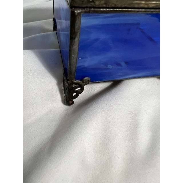 Handcrafted Blue Stained Glass Trinket Box For Sale - Image 9 of 11