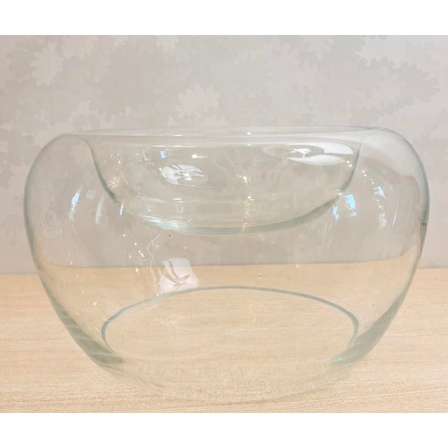 Transparent Large Sculptural Clear Art Glass Centerpiece Bowl | Modernist Floating Bowl For Sale - Image 8 of 8