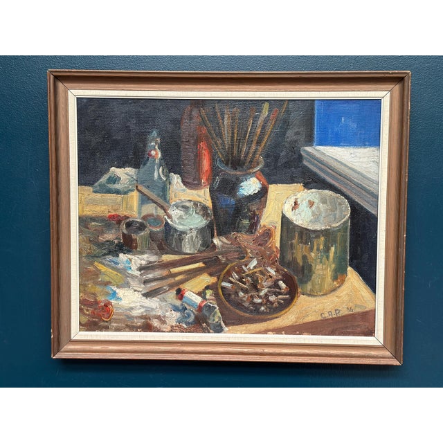 Original vintage swedish oil on canvas – “stilleben” by c.a.p – signed & dated 1936 – framed – 71 × 58 cm (28" × 22.8")...