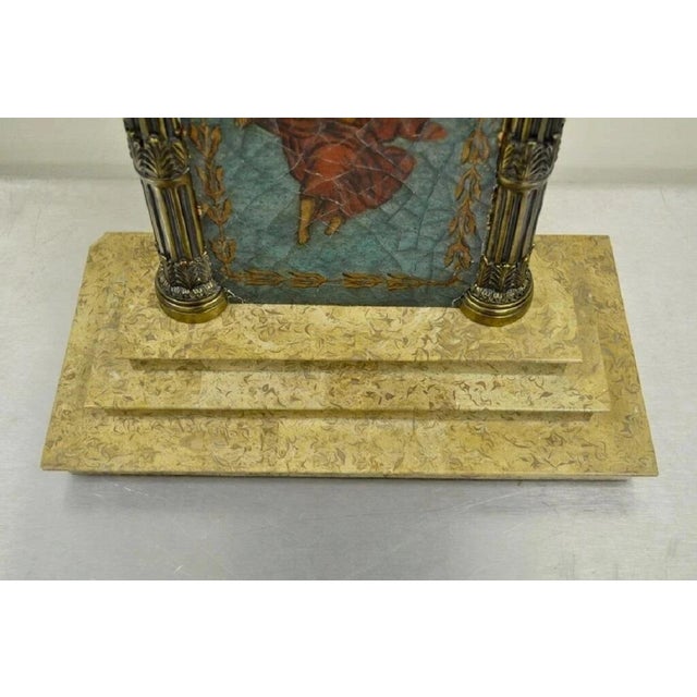 Mid 20th Century Vintage Neoclassical Style Figural Painted Nude Woman Bronze Marble Table Lamp For Sale - Image 5 of 11