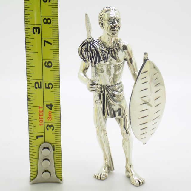 Large Vintage Italian Silver 800 Zulu Warrior Figurine by Angini, Arezzo, Tuscany, 1970s For Sale - Image 17 of 18