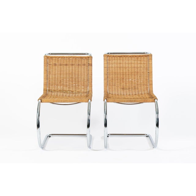 Stendig Mies Van Der Rohe Mr10 Cane and Chrome Cantilever Dining Chairs for Stendig, Bauhaus Pair For Sale - Image 4 of 18