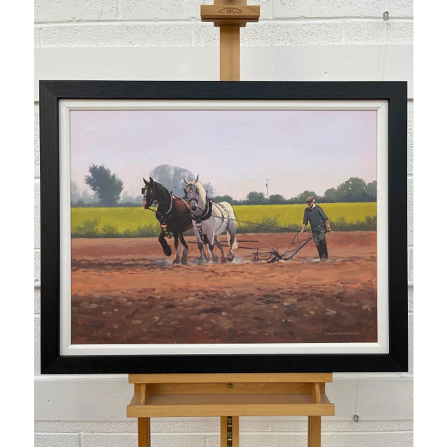 Contemporary Gregory Moore, Horses with Farmer & Plough in Ireland Countryside by Contemporary Irish Artist, 2000 Circa For Sale - Image 3 of 8