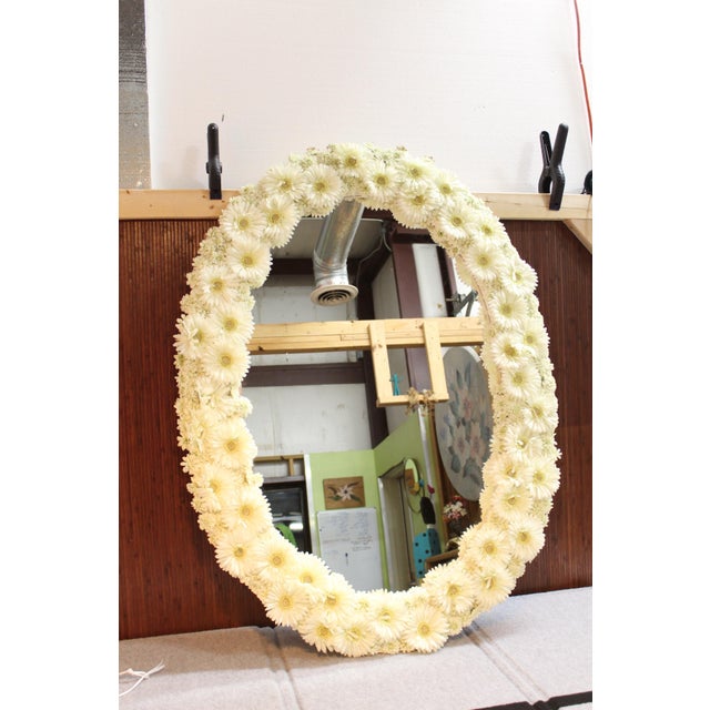 Mid-Century Modern Large Handcrafted Daisy Flower Wall Mirror For Sale - Image 3 of 4