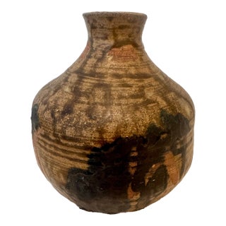Vintage Studio Pottery Drip Glaze Vase With Illegible Pottery Mark For Sale