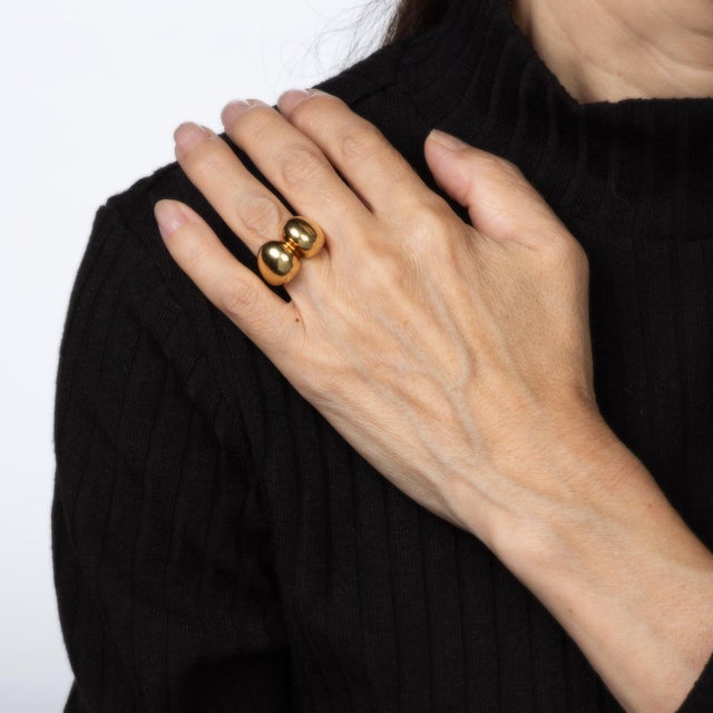 Scarce Cartier Spain 70s Sculptural Dome Ring Vintage Sz 5 18k Yellow Gold For Sale In Los Angeles - Image 6 of 7