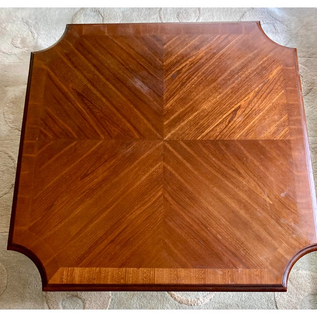 Vintage Thomasville Mahogany Coffee Table With Pedestal Base and Marquetry Top For Sale In Columbia, SC - Image 6 of 11