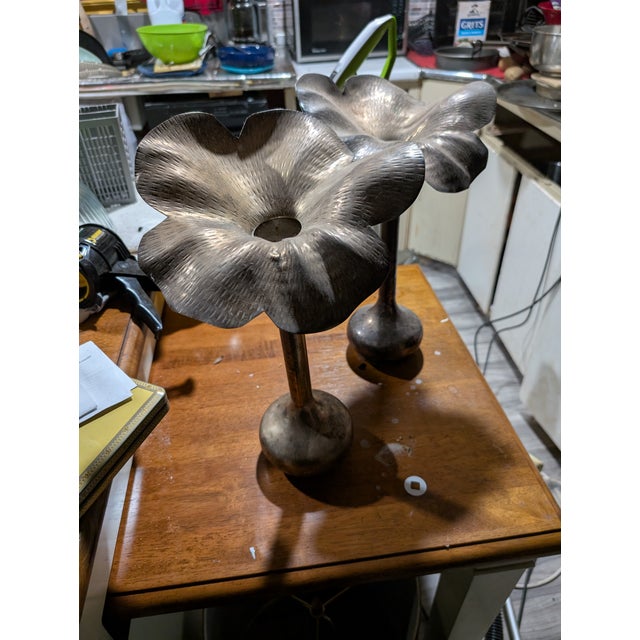 Spanish Pair of Late 20th Century Silver Plated Hammered Vases For Sale - Image 3 of 3