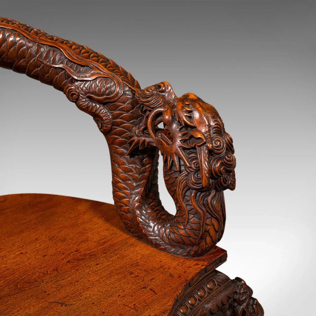 Vintage Decorative Elbow Chair, Oriental, Hall, Fireside, Dragon Seat, Art Deco For Sale - Image 9 of 12