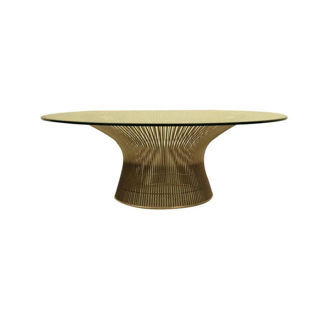 A mid-century iconic, stunning, authentic original, vintage Platner circular wire glass coffee table designed by American...