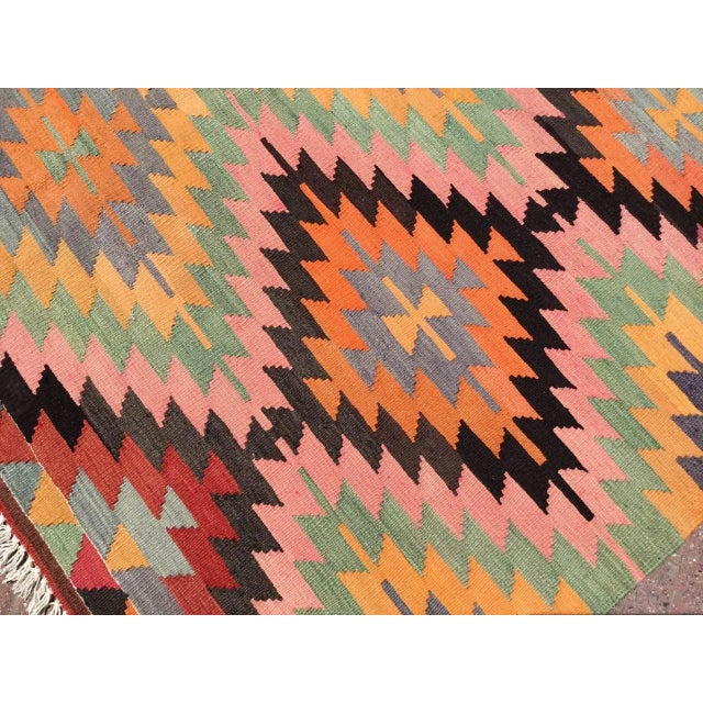 Vintage Turkish Kilim Rug - 75" X 112" For Sale - Image 9 of 11