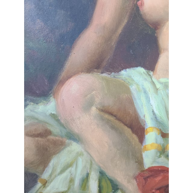 Paper Marcel Krasicky Antique 1920s Oil Painting Nude Portrait of a Woman For Sale - Image 7 of 14