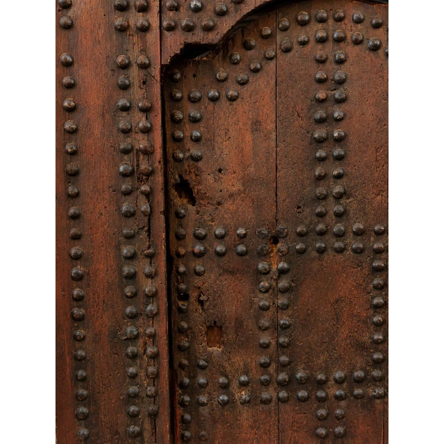 Brown Monumental 19th-Century Moroccan Moorish Studded Wood Riad Door For Sale - Image 8 of 15