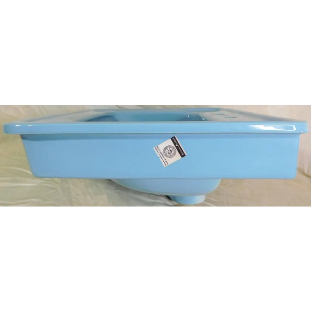 Sky Blue 1965 Vintage Unused "Standard" Regency Blue Vitreous China Rectangle Drop-in Sink For Sale - Image 8 of 15