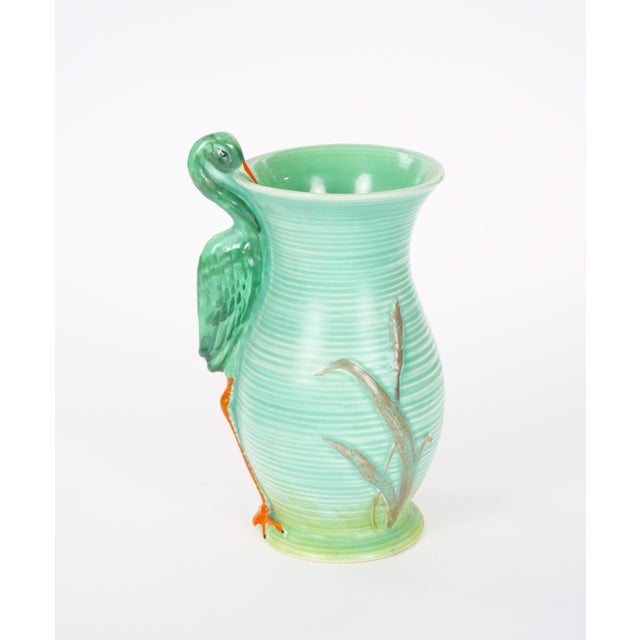 Mid 20th Century Mid-20th Century Burleigh Ware England Green Ceramic Heron Pitcher For Sale - Image 5 of 12