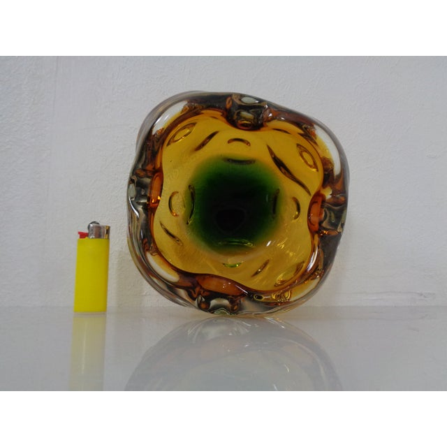 Amber and Green Murano Glass Ashtray, Italy, 1960s For Sale - Image 11 of 15