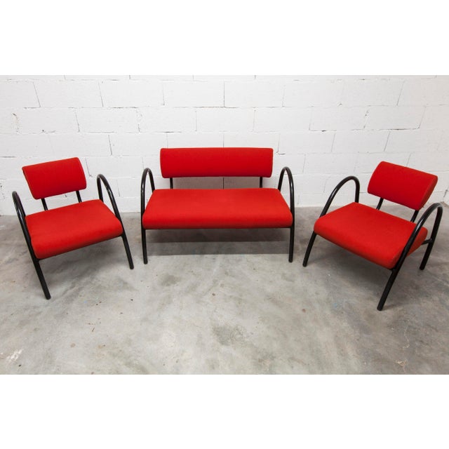 Red Sofa and Armchairs, 2001, Set of 3 For Sale - Image 3 of 18
