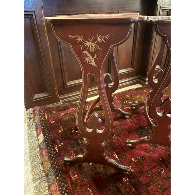 19th Century Chinese Export Red Lacquer Chinoiserie Nesting Tables – Set of Three, C. 1850–1890 [Sp] For Sale - Image 10 of 12