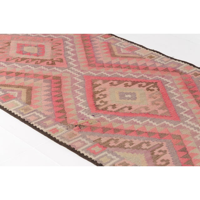 Mid 20th Century Handwoven Earth Tone Kilim Runner For Sale - Image 9 of 10