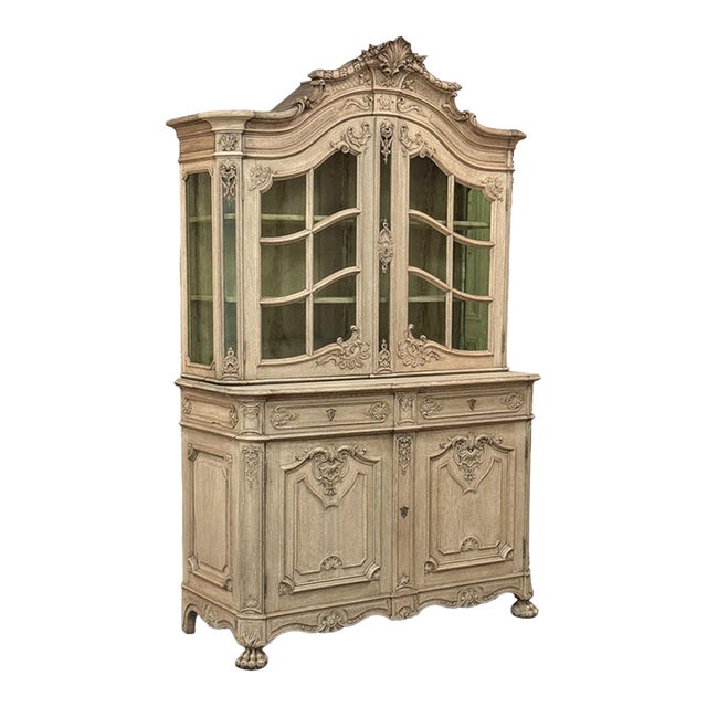 Antique Liegeoise Regence Stripped Oak Bookcase ~ Display Cabinet For Sale