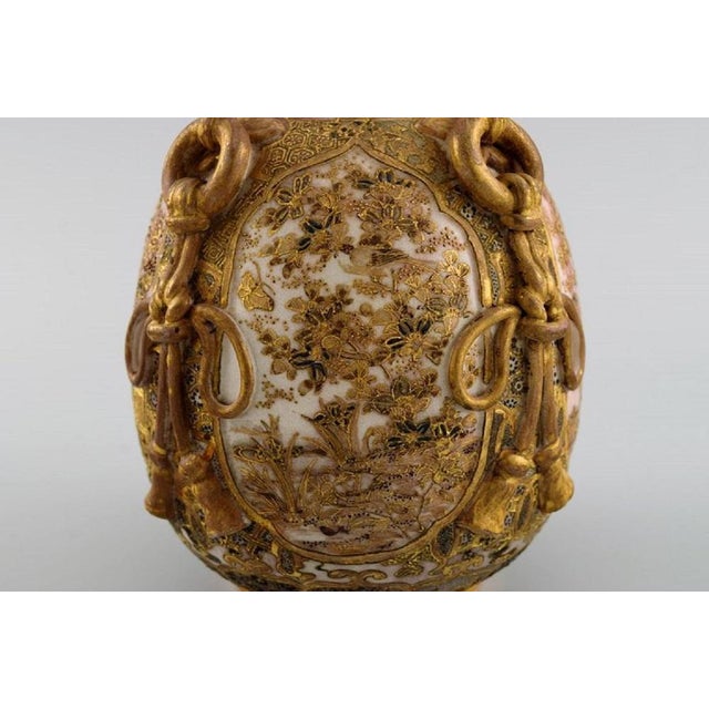 Ceramic Meiji Japanese Gold Satsuma Bottle Vase For Sale - Image 7 of 9