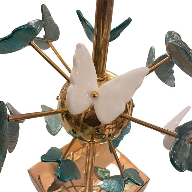 Sputnik Table Lamp with Blue Murano Butterflies, 1960s For Sale - Image 3 of 6