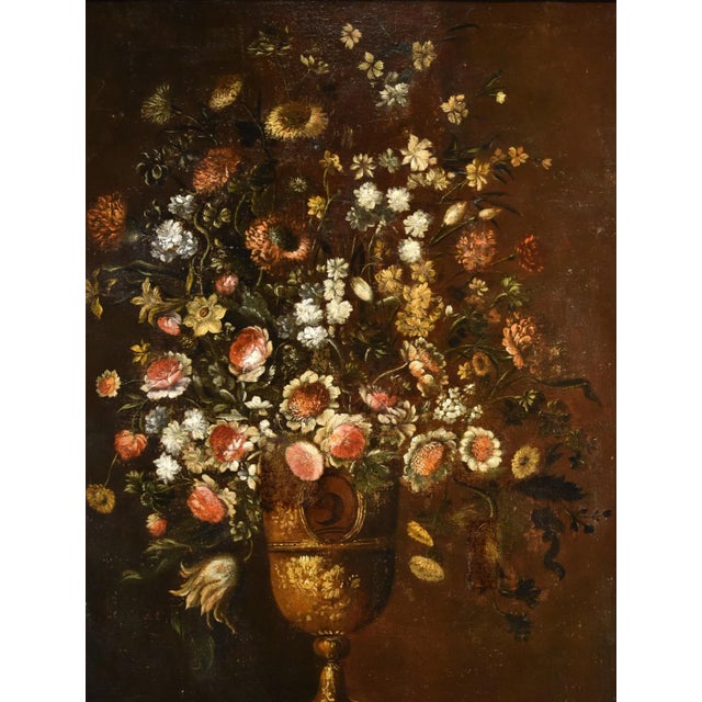Andrea Scacciati, Flowers Still Life, 1680, Oil on Canvas, Framed For Sale - Image 4 of 18
