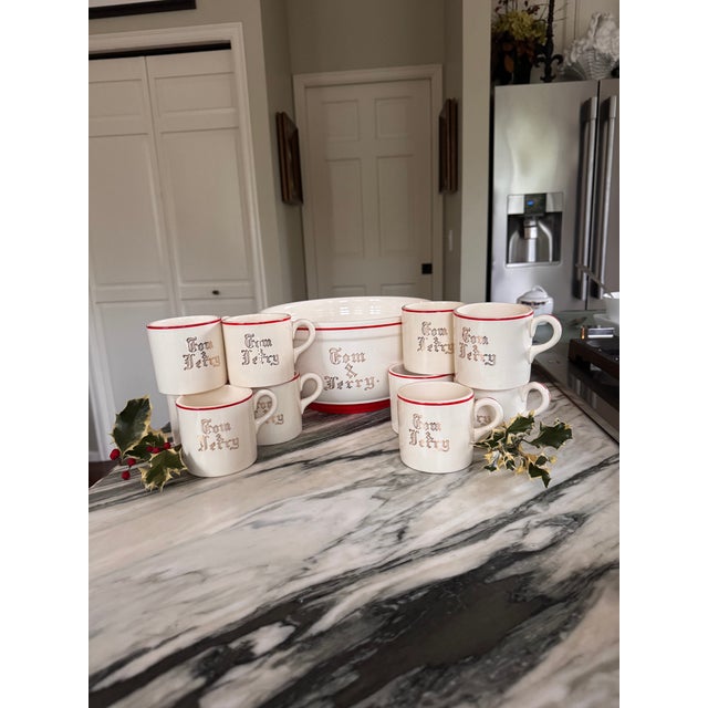 Beige 1940’ S Tom & Jerry Punch Bowl Set - 11 Pieces For Sale - Image 8 of 11