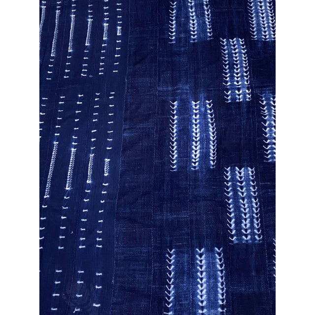 Textile Vintage Indigo& White Cloth - Mossi Tribe Burkina Faso 36" by 55" For Sale - Image 7 of 7
