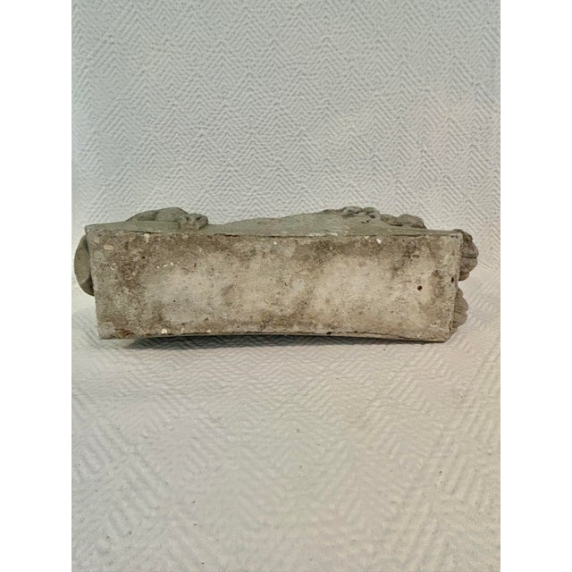 Vintage Weathered Concrete Recumbent Lion Garden Sculpture 16.5” For Sale - Image 9 of 10