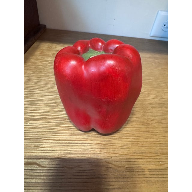 Mary Kirk Kelly Trompe L’Oeil Ceramic Red Bell Pepper Sculpture For Sale - Image 4 of 9