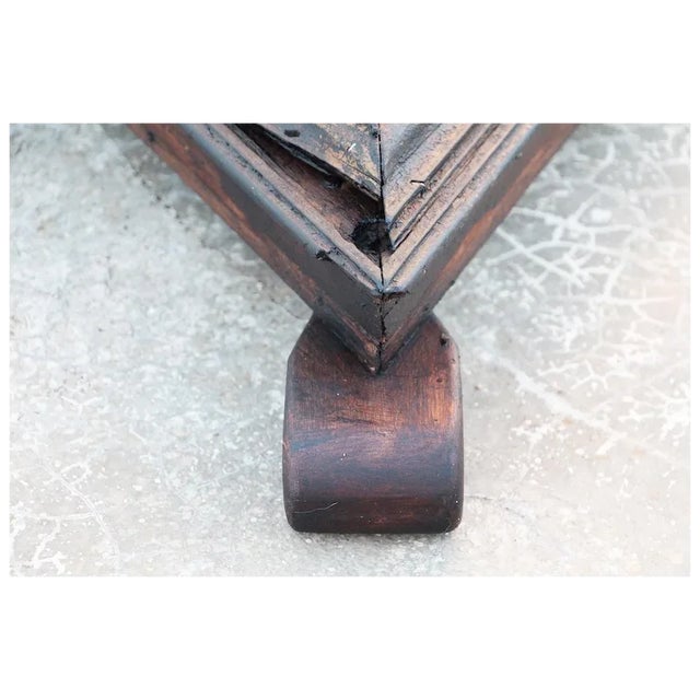 Brown 18th Century Baroque Antique, Large Floor Base Candelabra From an Altar For Sale - Image 8 of 9