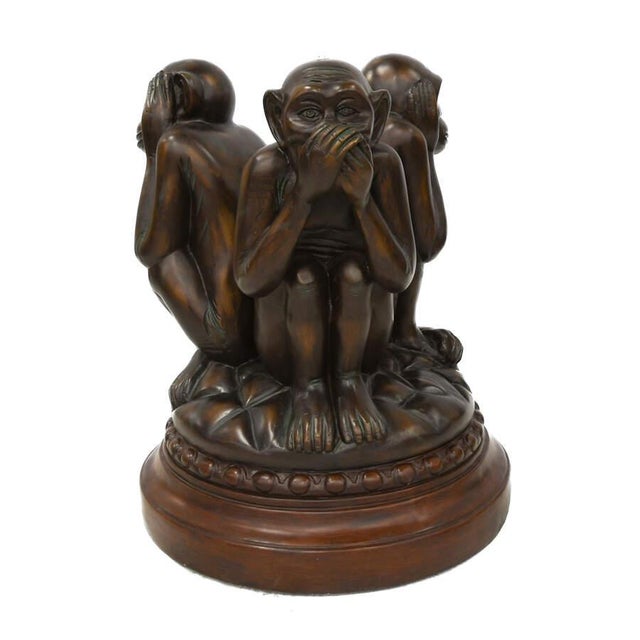 Late 20th Century Whimsical Three Wise Monkeys Revolving Sculpture Table For Sale - Image 5 of 6