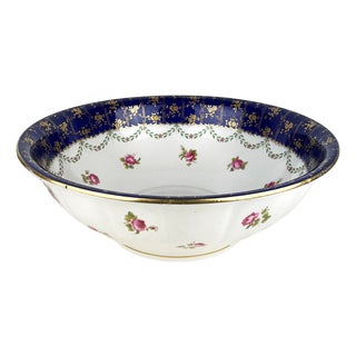 Antique Victorian Large Mintons Wash Basin with Floral Garland Motif from Staffordshire Pottery, 1890s For Sale