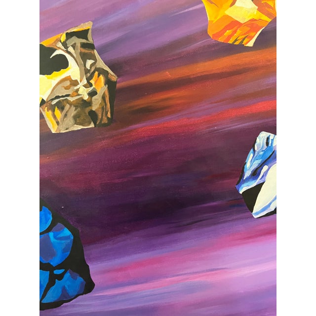 1990s Vintage Wall Art Large Colorful Signed Canvas For Sale - Image 5 of 6