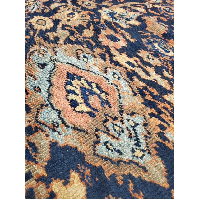 Antique Persian Sultanabad Handmade Oriental Navy Blue, Rust & Gold Rug For Sale - Image 10 of 12