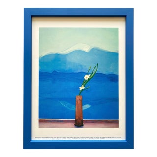 David Hockney Vintage 1996 Metropolitan Museum of Art Framed Lithograph Print " Mount Fuji and Flowers " 1972 For Sale