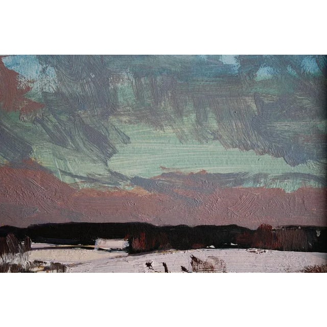 Alfejs Bromults, Winter Landscape, Oil on Cardboard For Sale - Image 7 of 11