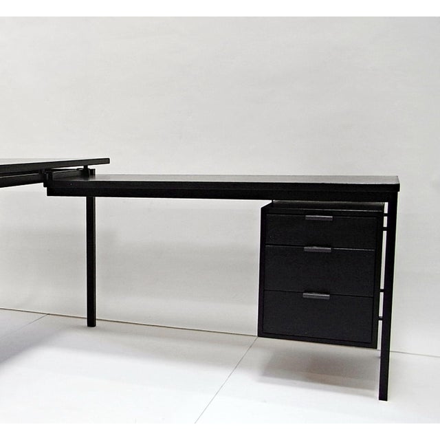 Writing Desk with Typewriter Desk in Black Stained Oak by Herbert Hirche for Christian Holzäpfel KG, Germany, 1960s For Sale - Image 10 of 18