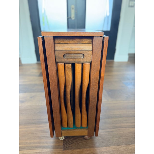 1960s Romanian Mid-Century Modern Teak Space Saver Dining Table With Four Hidden Nesting Chairs For Sale - Image 14 of 17