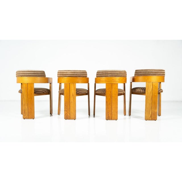 Armchairs in Wood and Fabric, Italy, 1970s, Set of 4 For Sale - Image 13 of 17