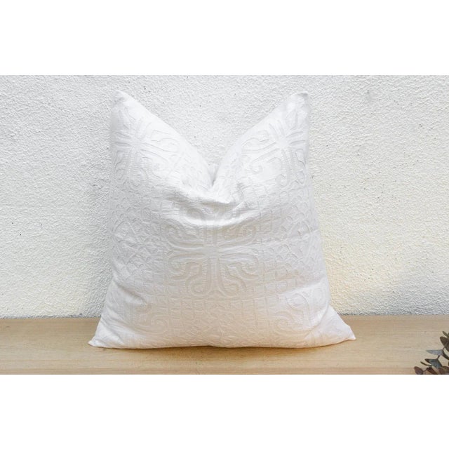 Indian Terra Cream Euro Applique Pillow Cover For Sale - Image 3 of 8