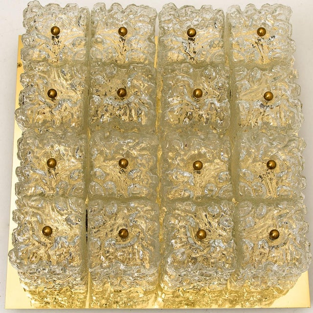 1960s Large Thick Textured Glass Ceiling Flushmount from Kaiser, 1960s For Sale - Image 5 of 18