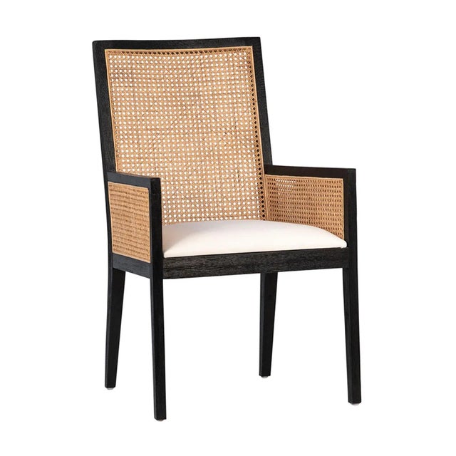 Black Colonial Black & Cane Dining Arm Chair For Sale - Image 8 of 11